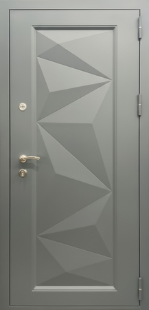 Входная дверь со штампованным рисунком и серым порошковым напылением Входная дверь со штампованным рисунком и серым порошковым напылением