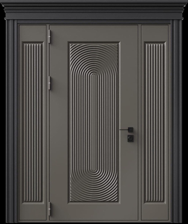 Входная термодверь с металлофиленкой, вставками по бокам, карнизом и порошковым напылением RAL 7022 (тип №3) Входная термодверь с металлофиленкой, вставками по бокам, карнизом и порошковым напылением RAL 7022 (тип №3)