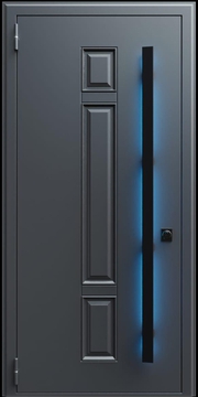 Входная термодверь с металлофиленкой, длинной ручкой с подсветкой и порошковым покрытием RAL 7021 (тип №2) Входная термодверь с металлофиленкой, длинной ручкой с подсветкой и порошковым покрытием RAL 7021 (тип №2)